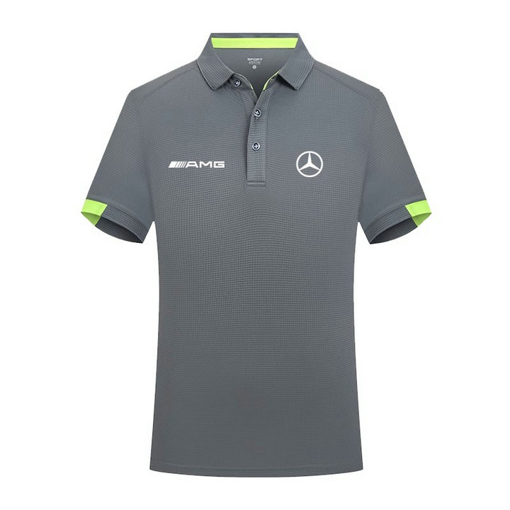 2023 Polo Mercedes AMG Homme Manche Courte Polo Shirt de Gym à Séchage Rapide Hauts de Sport